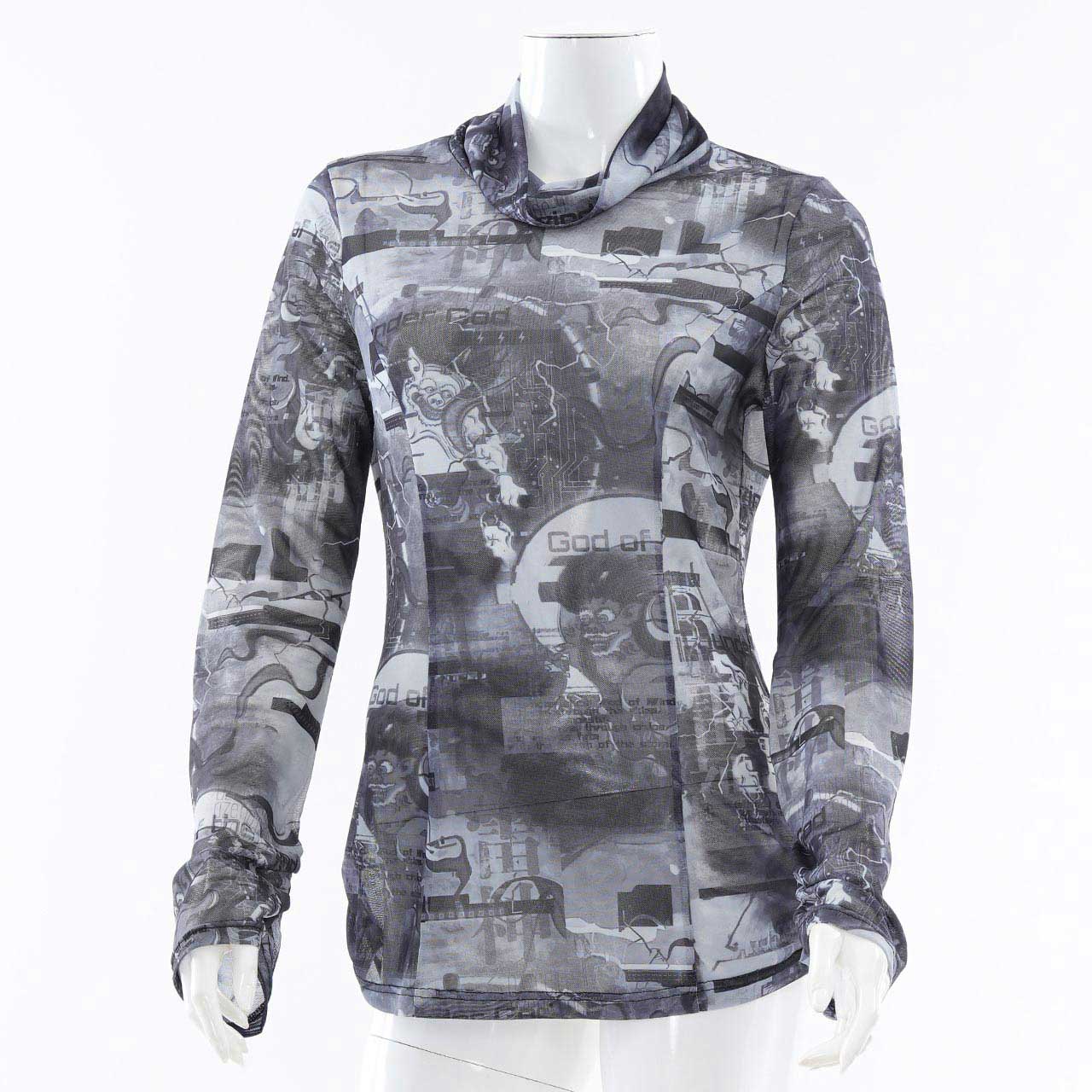 風神雷神メッシュハイネックカットソー