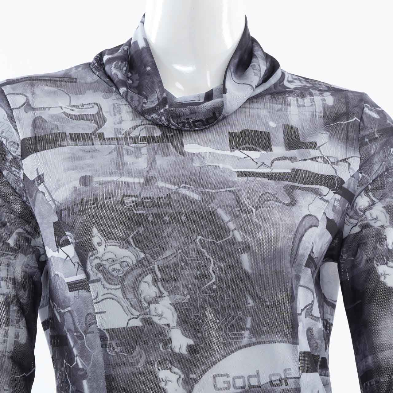 風神雷神メッシュハイネックカットソー