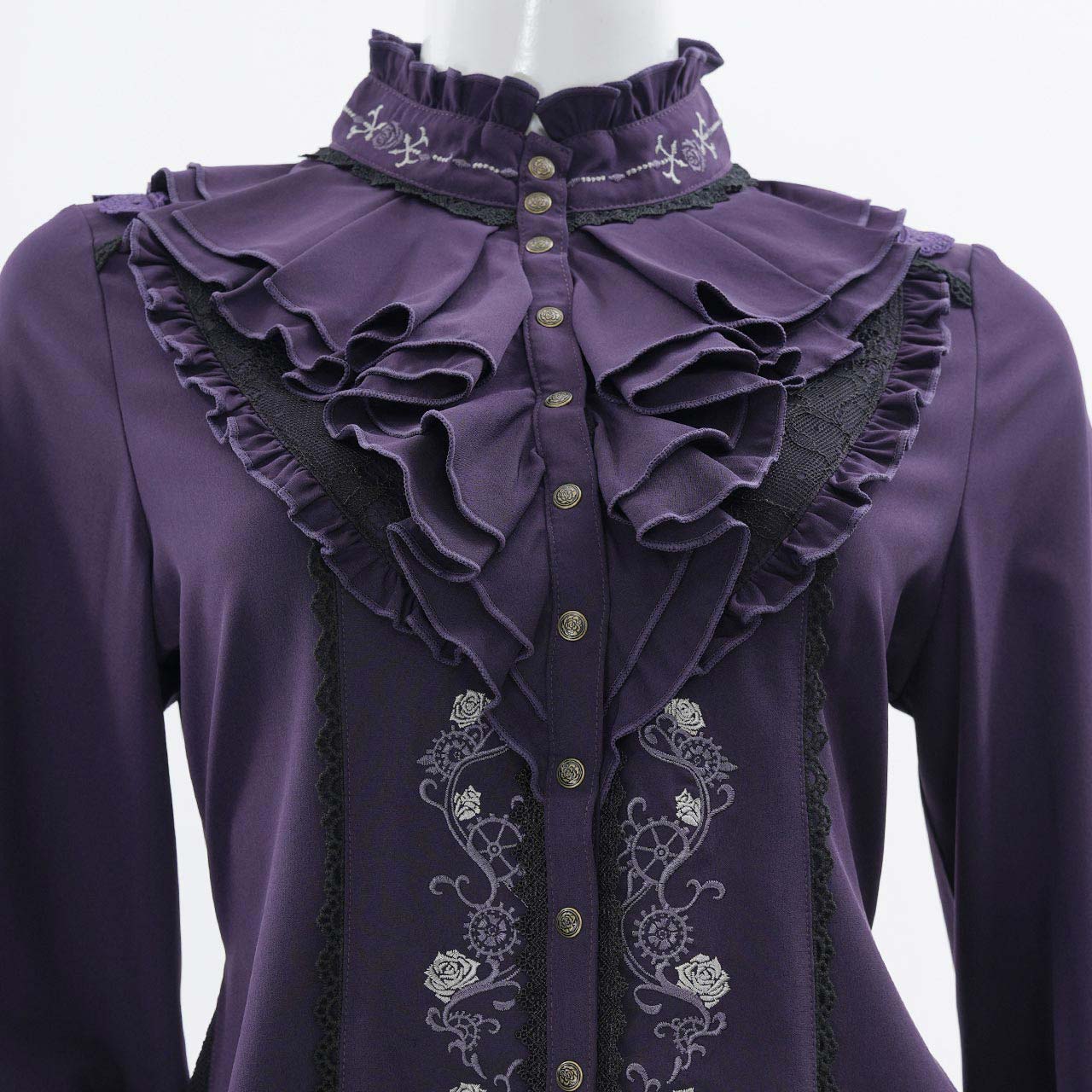 OzzOneste OzzCroce  半袖薔薇刺繍フリルレースブラウス OzzOneste OzzCroce 半袖薔薇刺繍フリルレースブラウス - メルカリ